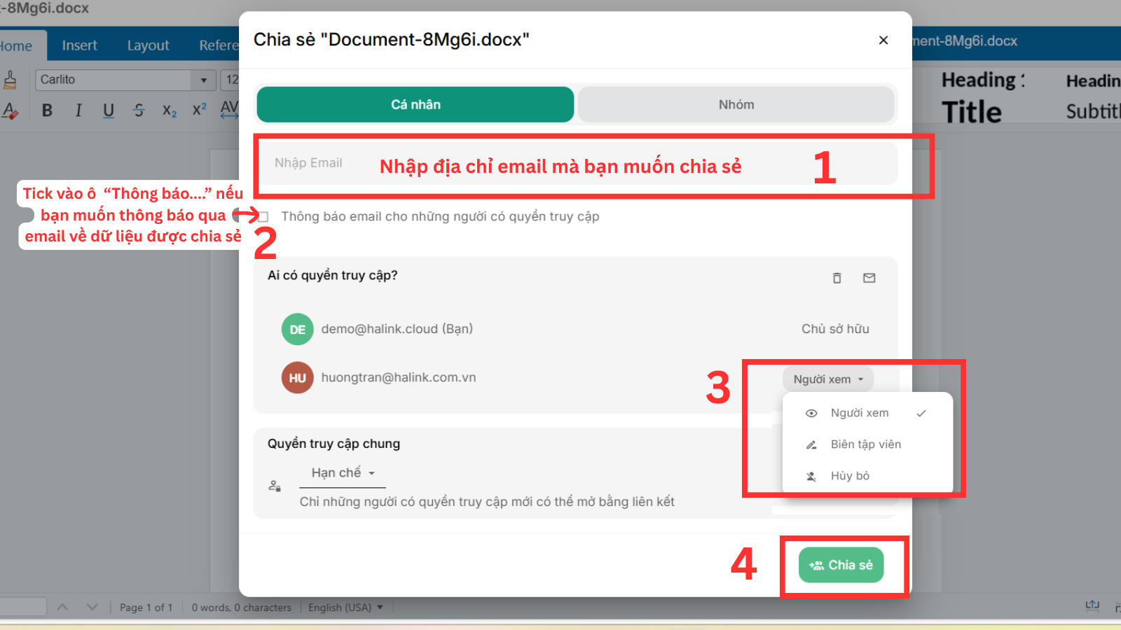 Chia sẻ dữ liệu drive Halink 2